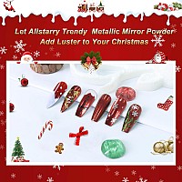 Allstarry Red Chrome Nail Powder 2Pcs Metallic Mirror Effect Dust Glitter Glazed Manicure Decoration Reflective Pigment For Gel