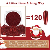 Allstarry Red Chrome Nail Powder 2Pcs Metallic Mirror Effect Dust Glitter Glazed Manicure Decoration Reflective Pigment For Gel