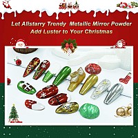 Allstarry Chrome Nail Powder 4 Colors Metallic Mirror Effect Pigment Chrome Iridescent Nail Glitter Magic Unicorn Glitter Dust K