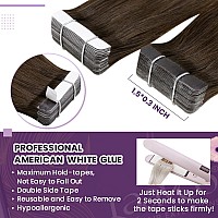 Laavoo Tape In Hair Extensions Balayage Human Hair Tape In Extensions 24 Inch Dark Brown To Ash Blonde Mix Brown Hair Extensions