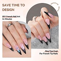 Jofay Fashion French Gel Nails Soft Gel Black French Tip Press On Nails Stiletto Nail Tips False Nails Press On Nails Long