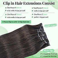 Clip In Hair Extensions Real Human Hair 2 Dark Brown Clip In Remy Human Hair Extensions 14 Inch 70G 5Pcs Soft Silky Straight Se