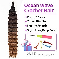 Qrhsuka Curly Braiding Hair 30 Inch 3 Packs Ocean Wave Crochet Hair Curly Crochet Hair For Women Bohemian Twist Crochet Braids