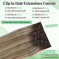 Clip In Hair Extensions Real Human Hair 20 Inch Balayage Hair Extensions Real Human Hair Clip Ins Walnut Brown Ombre To Ash Bro