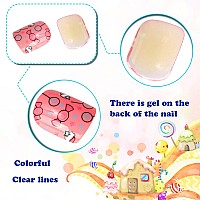 Janyun 96 Pcs Fake Nails For Kids Preglue Full Cover Short False Nails Children Nails Lovely Gift