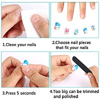 Janyun 96 Pcs Fake Nails For Kids Preglue Full Cover Short False Nails Children Nails Lovely Gift