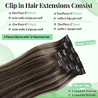 Clip In Hair Extensions Human Hair 18 Inch Clip In Hair Extensions Real Human Hair Balayage Dark Brown Ombre To Ash Brown And D