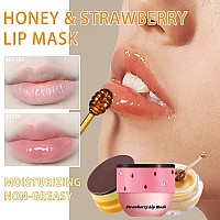 4Pcs Bee Lip Balm Honey Pot Honey Strawberry Lip Balm Lip Mask With Stick Moisturizing Sleeping Lip Mask Day Night Lip Care