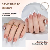 240Pcs French Gel Nail Tips Jofay Fashion French Tip Press On Nails Brown Short Almond Pre Tip Primer Base Coat No Need To