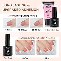 240Pcs French Gel Nail Tips Jofay Fashion French Tip Press On Nails Brown Short Almond Pre Tip Primer Base Coat No Need To