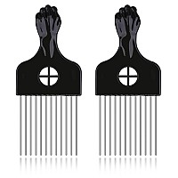 2 Pack Afro Comb And Metal Wig Detangler Braid Styling Comb For Detangling And Styling Hair Hair Pick