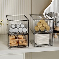 Zhiai Makeup Organizer Drawers Stackable Stripes Bathroom Organizers And Storage For Bathroom Vanity And Kitchen Cabinets 4 P