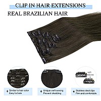 Doores Human Hair Extensions Clip Ins Mocha Brown 14 Inch 7Pcs 120G Clip In Remy Hair Extensions Natural Human Hair Extensions