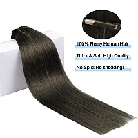 Doores Human Hair Extensions Clip Ins Mocha Brown 14 Inch 7Pcs 120G Clip In Remy Hair Extensions Natural Human Hair Extensions