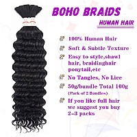 Human Braiding Hair Deep Wave Bulk Human Hair For Braiding No Weft Wet And Wavy Human Hair Braiding Hair Extensions For Boho Bra