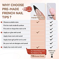 French Gel Nail Tips Kit Jofay Fashion 240Pcs Stiletto French Tip Press On Nails Long Natural Fake Nails Prebase Coat Black