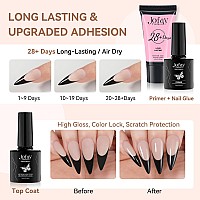 French Gel Nail Tips Kit Jofay Fashion 240Pcs Stiletto French Tip Press On Nails Long Natural Fake Nails Prebase Coat Black