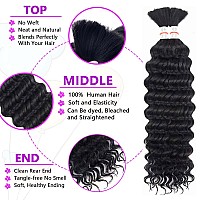 Human Braiding Hair Deep Wave Bulk Human Hair For Braiding No Weft Wet And Wavy Human Hair Braiding Hair Extensions For Boho Bra