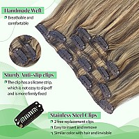 Clip In Hair Extensions Human Hair 12 Inch Hair Extensions Real Human Hair Clip Ins 70G 5Pcs Golden Brown To Golden Blonde Fadi