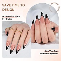 Jofay Fashion French Gel Nails Soft Gel Black French Tip Press On Nails Stiletto Nail Tips False Nails Xcoat Press On Nails