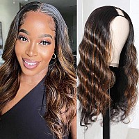 Dosacia V Part Wigs Human Hair Body Wave Brazilian Virgin Human Hair Wigs Glueless Full Head Clip In Half Wig For Black Women Up