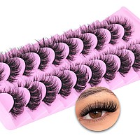 Tnfvloneins Wispy Lashes Natural Look Fluffy Eye Lashes Mink 10 Pairs False Eyelashes Pack 4D Volume Strip Fake Eyelashes Like L