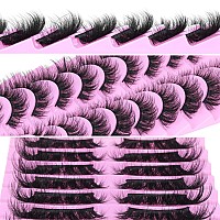 Tnfvloneins Wispy Lashes Natural Look Fluffy Eye Lashes Mink 10 Pairs False Eyelashes Pack 4D Volume Strip Fake Eyelashes Like L