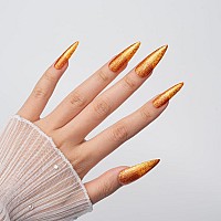 Venalisa 15Ml Glitter Gold Gel Nail Polish Sparkle Orange Gold Gel Polish Shiny Gold Color Soak Off Uv Led Sparkly Shimmer Nail