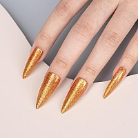 Venalisa 15Ml Glitter Gold Gel Nail Polish Sparkle Orange Gold Gel Polish Shiny Gold Color Soak Off Uv Led Sparkly Shimmer Nail