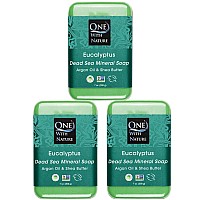 One With Nature Eucalyptus Soap Bar 7Oz Bar 3Pack Shea Butter Argan Oil Enriches Dead Sea Mineral Soap Contains 21 Essential