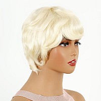 Luxnovolex Wear And Go Blonde Human Hair Wig Pixie Cut Wigs For Black Women With Bangs Human Hair Wigs Glueless Wigs Human Hair