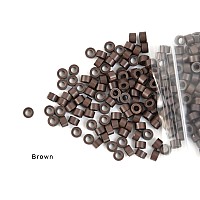 200 Pcs Silicone Lined Micro Links Rings Beads Hair Feather Extensions 50X30X30 Mm Hair Beads Brown