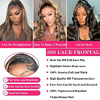 Aaliweya 360 Lace Front Wig Human Hair Pre Plucked 360 Highlight Ombre Hd Transparent Full Lace Frontal Wigs For Women 180 Hone