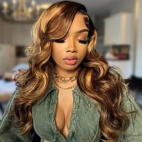 Aaliweya 360 Highlight Ombre Body Wave Lace Front Wigs Human Hair 1B427 Color 360 Hd Full Lace Frontal Wig For Women Dark Root