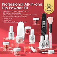 Rosalind 6 Colors Valentines Day Dip Nails Powder Starter Kit Red Glitter Nail Dip Powder Kit Milkly White Dip Powder Nail Kit