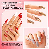 Rosalind 6 Colors Valentines Day Dip Nails Powder Starter Kit Red Glitter Nail Dip Powder Kit Milkly White Dip Powder Nail Kit