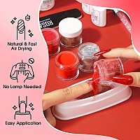 Rosalind 6 Colors Valentines Day Dip Nails Powder Starter Kit Red Glitter Nail Dip Powder Kit Milkly White Dip Powder Nail Kit