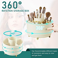 Diesisa Makeup Brush Holder Organizer360 Rotating Makeup Brush Organizer5 Slot Make Up Brushes Cup For Cosmetics Nail Polish