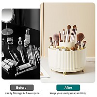 Diesisa Makeup Brush Holder Organizer360 Rotating Makeup Brush Organizer5 Slot Make Up Brushes Cup For Cosmetics Nail Polish