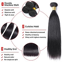 Straight Bundles Human Hair 3 Bundles 12 14 16 Inches Straight Human Hair Bundles 100 Unprocessed Virgin Human Hair Weave Doubl