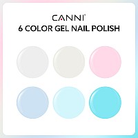 Canni 6Pcs 9Ml Pastel Gel Nail Polish Set White Pink Light Blue Gel Polish Kit Candy Milky White Colors Diy At Home Salon Chris