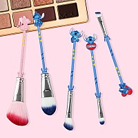 Wechip Stich Makeup Brushes Set Collection Stich Stuf For Girls Women 5Pcs Blue