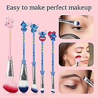 Wechip Stich Makeup Brushes Set Collection Stich Stuf For Girls Women 5Pcs Blue