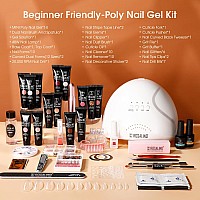 Rosalind Poly Nail Gel Kit 14 Colors 75 Nail Art Accessories Kit Clear Pink Nude Glitter Poly Gel With Big Uv Light 48W And E