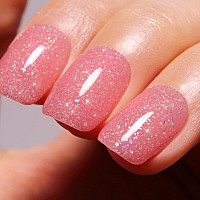 Imtiti Shimmer Pink Gel Nail Polish 15Ml Translucent Jelly Glitter Pink Gel Polish Soak Off Uv Gel For Nail Art Diy French Mani