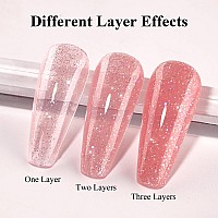 Imtiti Shimmer Pink Gel Nail Polish 15Ml Translucent Jelly Glitter Pink Gel Polish Soak Off Uv Gel For Nail Art Diy French Mani