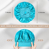 4Pcs Satin Bonnet Silk Bonnet Hair Bonnet For Sleeping Elastic Wide Band Silk Sleep Cap Shower Cap Soft And Breathable Blue