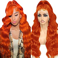 32 Inch 13X6 Ginger Lace Front Wigs Human Hair Orange 13X6 Lace Front Wigs Human Hair Pre Pluckedbody Wave Frontal Wigs Human H