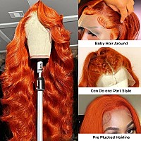 32 Inch 13X6 Ginger Lace Front Wigs Human Hair Orange 13X6 Lace Front Wigs Human Hair Pre Pluckedbody Wave Frontal Wigs Human H