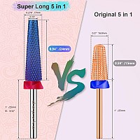 Depvko Super Long 5 In 1 Nail Drill Bits 332 Carbide Tungsten Bits Two Way Rotate Professional Advanced Safety Bits For Nai